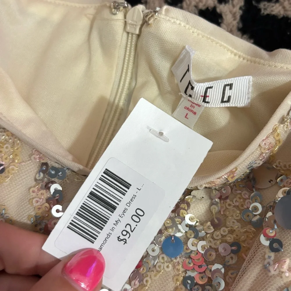 floral sequin embellished mini dress with puff sleeves NWT🦋✨ - Picture 6 of 7